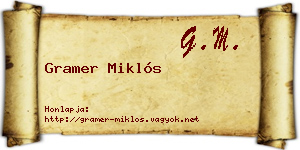 Gramer Miklós névjegykártya